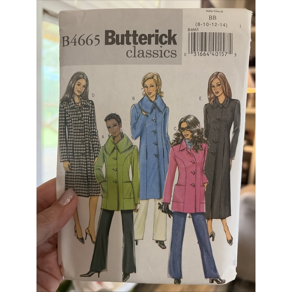 Butterick Sewing Pattern B4665 Classic Jacket Coat Sizes 8-14 Uncut Easy